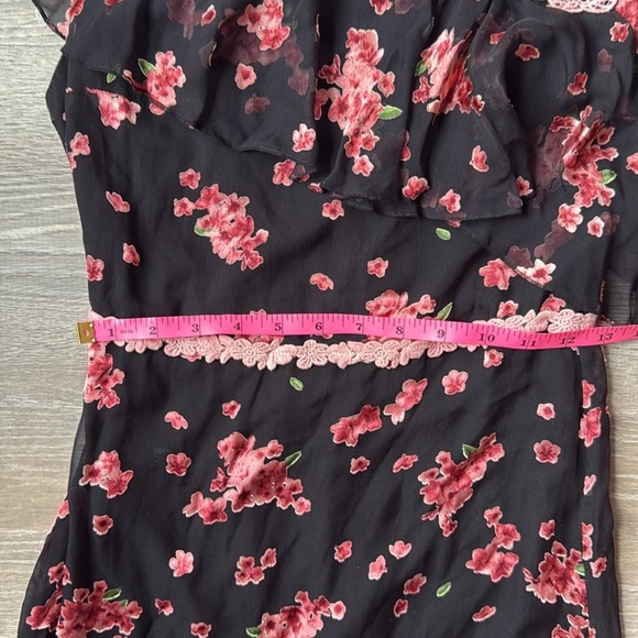 ALICE & OLIVIA Caydon Floral-pattern Silk-chiffon Cluster Flower Pink Dress 4 - Picture 9 of 12